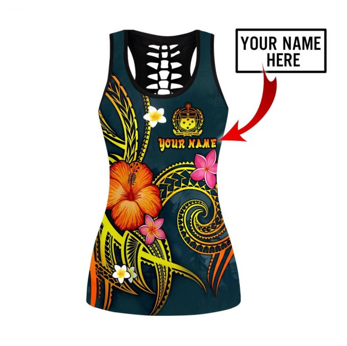 Hawaii Polynesian Hibiscus Personalized Name 3D Over Printed Legging &Amp; Tank Top