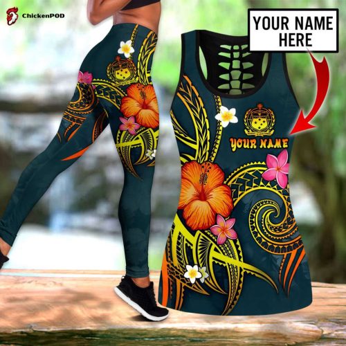 Hawaii Polynesian Hibiscus Personalized Name 3D Over Printed Legging & Tank Top