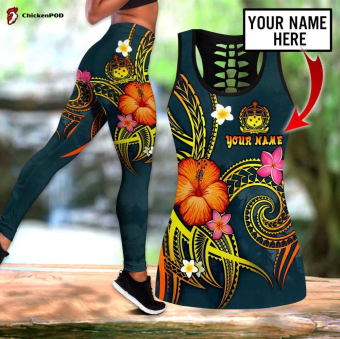 Hawaii Polynesian Hibiscus Personalized Name 3D Over Printed Legging &Amp;Amp; Tank Top