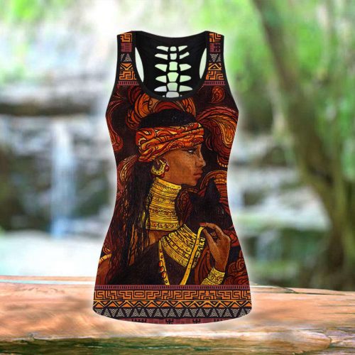 Juneteenth Fan Gifts African Woman And Cat Combo Legging + Tank Top AM