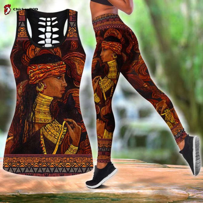 Juneteenth Fan Gifts African Woman And Cat Combo Legging + Tank Top Am