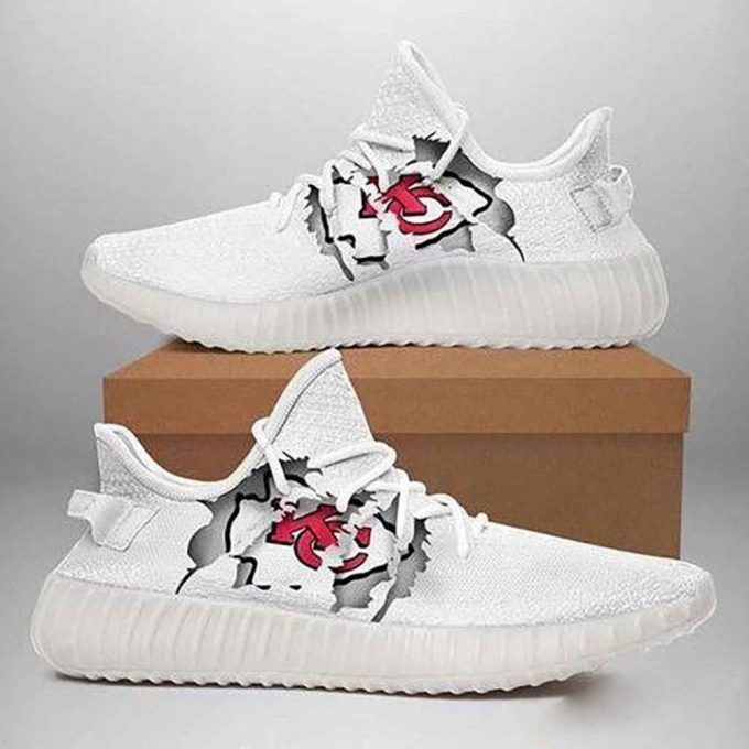 Kansas City Chiefs Nfl Ripped White Yeezy Sneaker For Men Women Fans