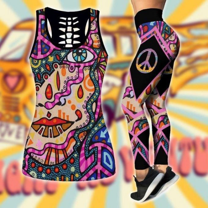 Premium Hippie Girl Eyes 3D Over Printed Legging &Amp; Tank Top