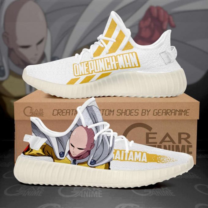 Saitama Shoes Cool One Punch Man Custom Anime Yeezy Sneaker For Fans