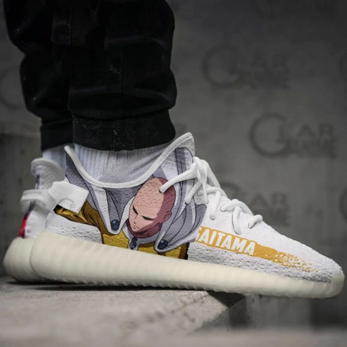 Saitama Shoes Cool One Punch Man Custom Anime Yeezy Sneaker For Fans