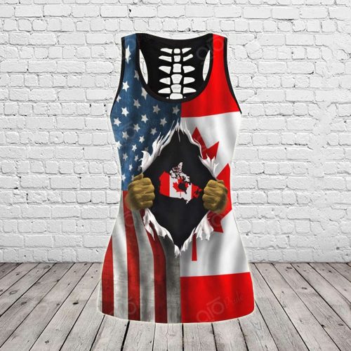 Sport Gift – America – Canada In Me Hollow Tank Top or Legging