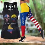 Sport Gift – America My Home Colombia My Blood Hollow Tank Top or Legging