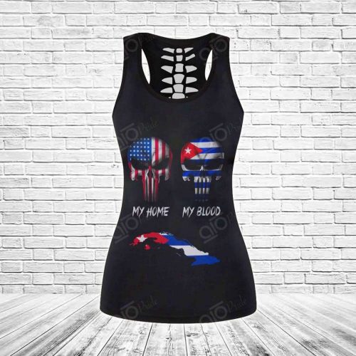 Sport Gift – America My Home Cuba My Blood Hollow Tank Top or Legging