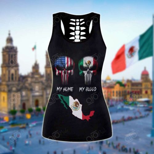 Sport Gift – America My Home Mexico My Blood Hollow Tank Top or Legging