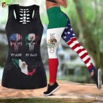 Sport Gift – America My Home Mexico My Blood Hollow Tank Top or Legging