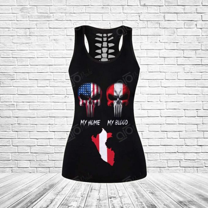 Sport Gift – America My Home Peru My Blood Hollow Tank Top Or Legging