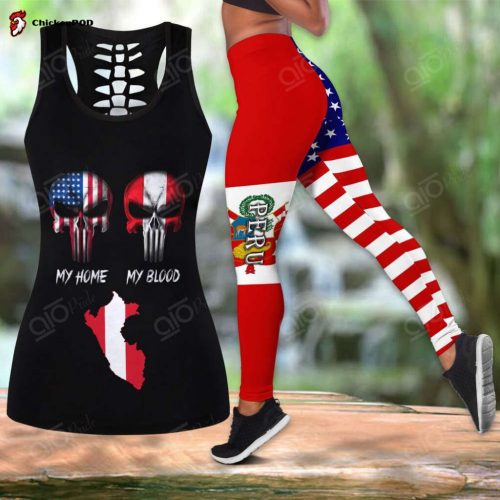 Sport Gift – America My Home Peru My Blood Hollow Tank Top or Legging