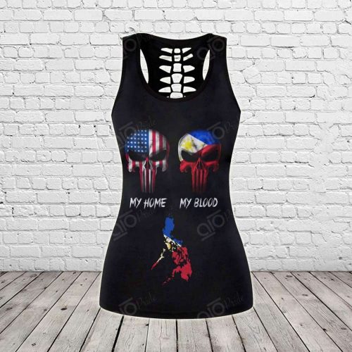 Sport Gift – America My Home Philippines My Blood Hollow Tank Top or Legging