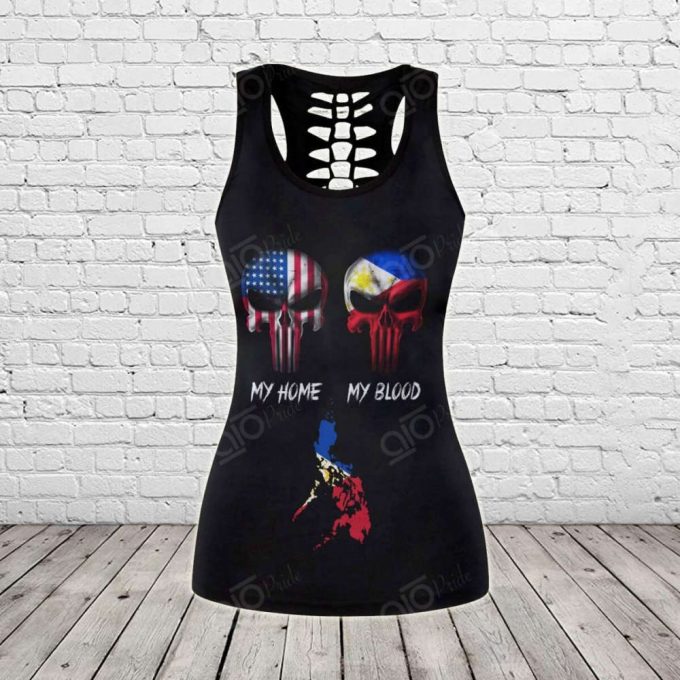 Sport Gift – America My Home Philippines My Blood Hollow Tank Top Or Legging