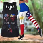 Sport Gift – America My Home Philippines My Blood Hollow Tank Top or Legging