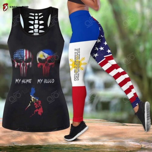 Sport Gift – America My Home Philippines My Blood Hollow Tank Top or Legging