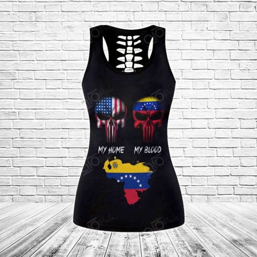 Sport Gift – America My Home Venezuela My Blood Hollow Tank Top or Legging