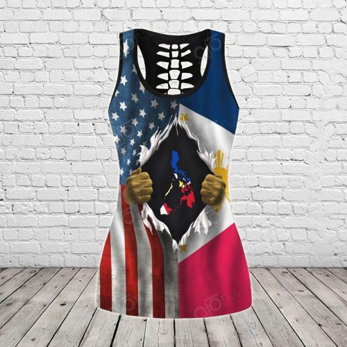 Sport Gift – America – Philippines In Me Hollow Tank Top or Legging