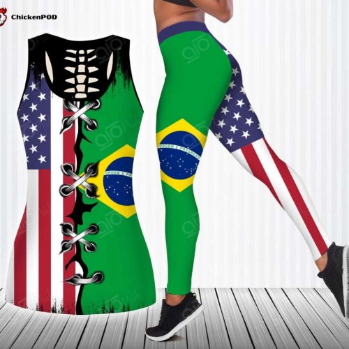 Sport Gift – Brazil – America Flag Version 2 Hollow Tank Top Or Legging