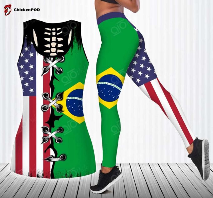 Sport Gift – Brazil – America Flag Version 2 Hollow Tank Top Or Legging