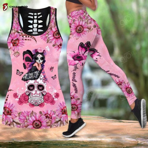 Sport Gift – Breast Cancer Never Give Up Hollow Tank Top or Legging