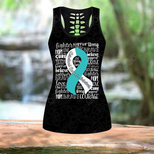 Sport Gift – Cervical Cancer Survivor Ribbon Hollow Tank Top or Legging