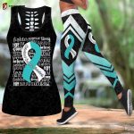 Sport Gift – Cervical Cancer Survivor Ribbon Hollow Tank Top or Legging