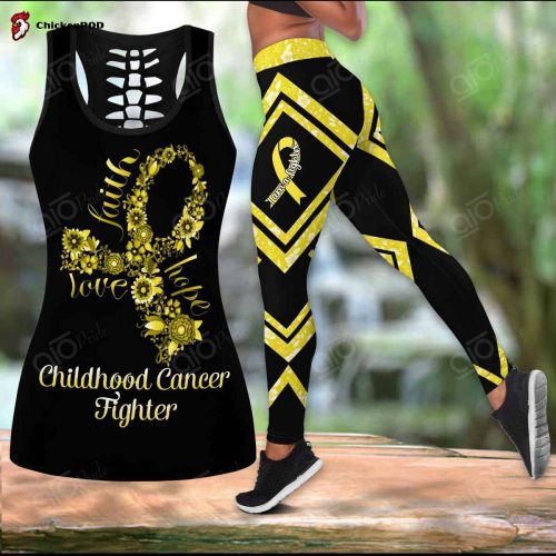 Sport Gift – Childhood Cancer Fighter Faith Hope Love Hollow Tank Top or Legging