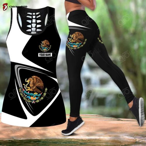 Sport Gift – Customize Mexico Coat Of Arms & Flag Hollow Tank Top Or Legging