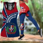 Sport Gift – Dominican Republic Coat Of Arms Hollow Tank Top or Legging