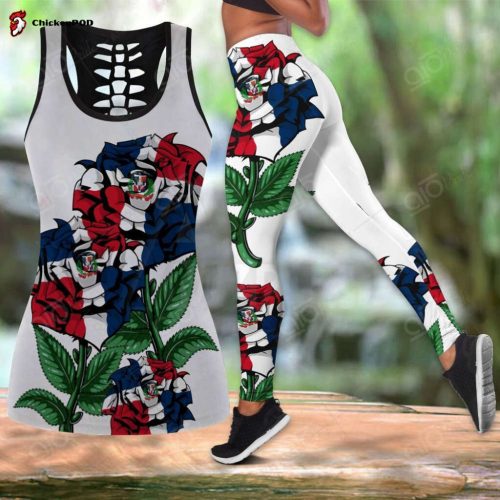 Sport Gift – Dominican Republic – Flower Style Hollow Tank Top or Legging