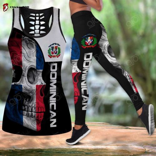 Sport Gift – Dominican Republic Skull 3D Hollow Tank Top or Legging