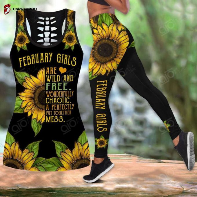 Sport Gift – February Girl With Sunflower Hollow Tank Top Or Legging