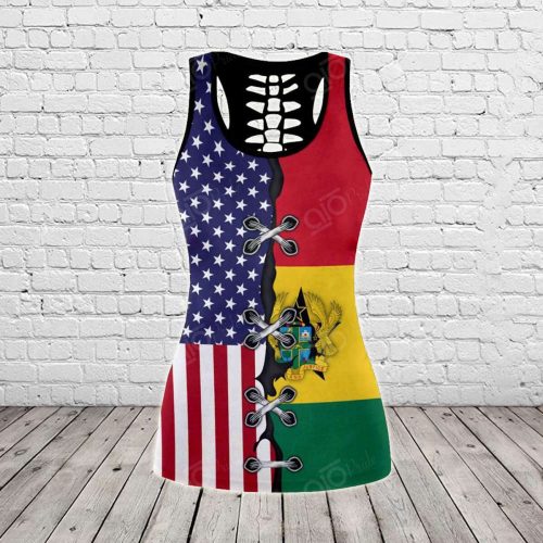 Sport Gift – Ghana – America Flag Hollow Tank Top or Legging