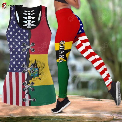 Sport Gift – Ghana – America Flag Hollow Tank Top or Legging