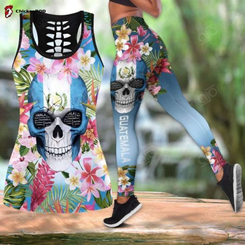 Sport Gift – Guatemala Skull & Flower Style Hollow Tank Top or Legging