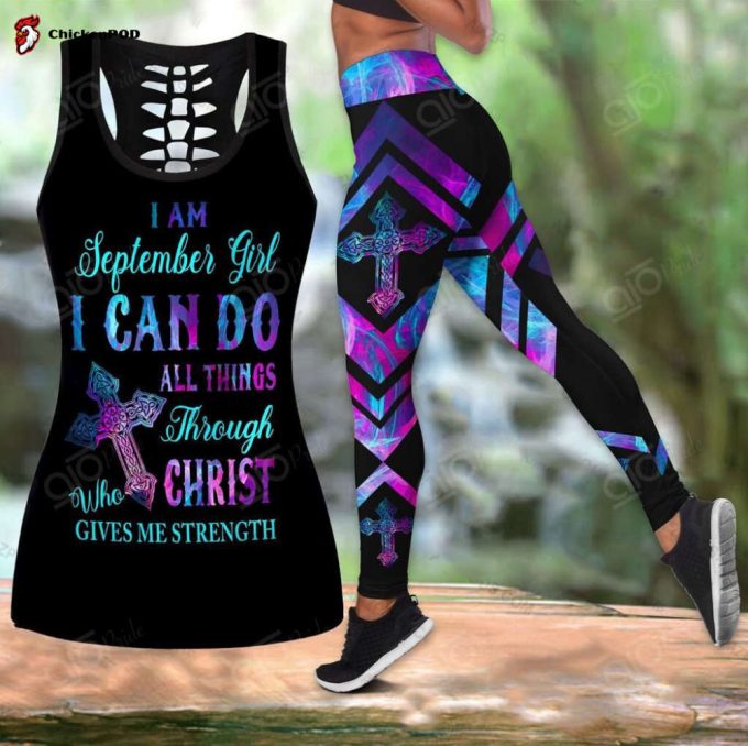 Sport Gift – I’M September Girl Flower Hollow Tank Top Or Legging