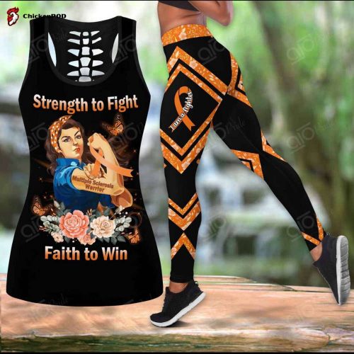 Sport Gift – Multiple Sclerosis Strength To Fight Faith To Win Hollow Tank Top or Legging