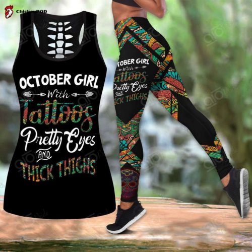 Sport Gift – October Girl With Tattoos Hollow Tank Top Or Legging