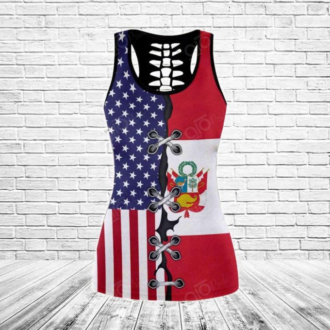 Sport Gift – Peru – America Flag Hollow Tank Top Or Legging