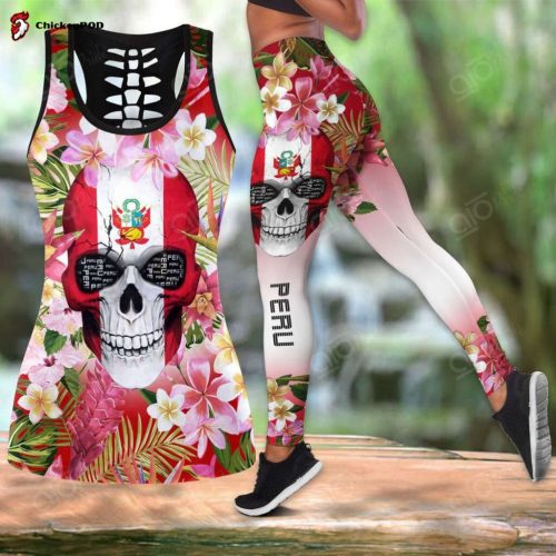 Sport Gift – Peru Skull & Flower Style Hollow Tank Top or Legging