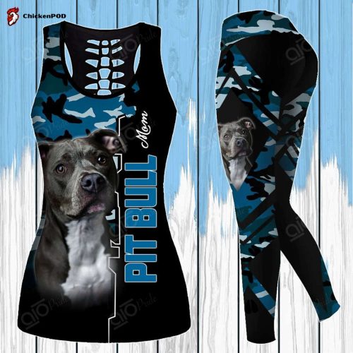 Sport Gift – Pit Bull Mom Camouflage Hollow Tank Top or Legging