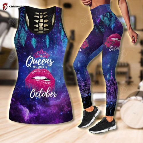 Sport Gift – Queens Are Born In October Galaxy Hollow Tank Top Or Legging