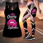 Sport Gift – Queens Are Born In September – Love Rose Hollow Tank Top or Legging