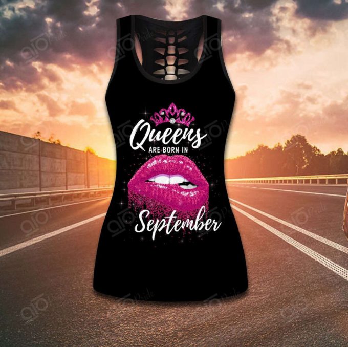 Sport Gift – Queens Are Born In September – Love Rose Hollow Tank Top Or Legging