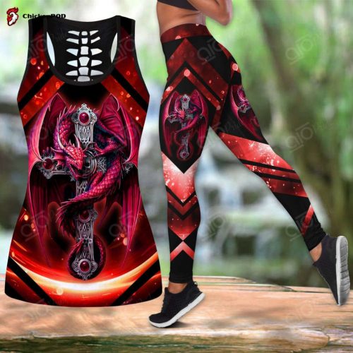 Sport Gift – Red Dragon Tattoo Art Hollow Tank Top or Legging