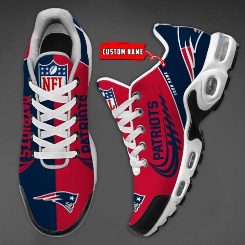 New England Patriots NFL Half Color Air Max Plus Sport Sneakers For Fan Gifts