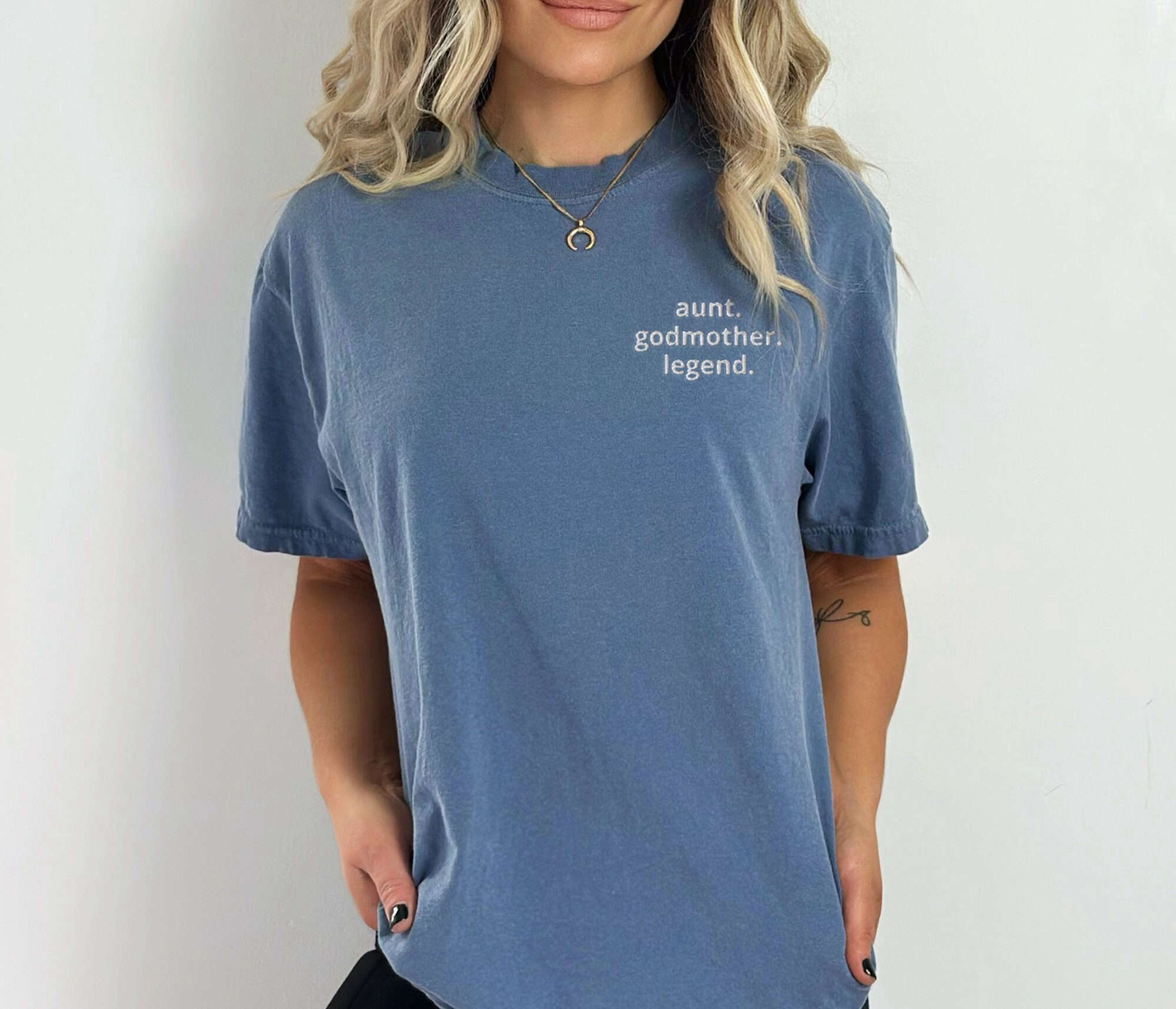 Stylish Embroidered Aunt Godmother Comfort Colors Shirt – Unique Legend Design