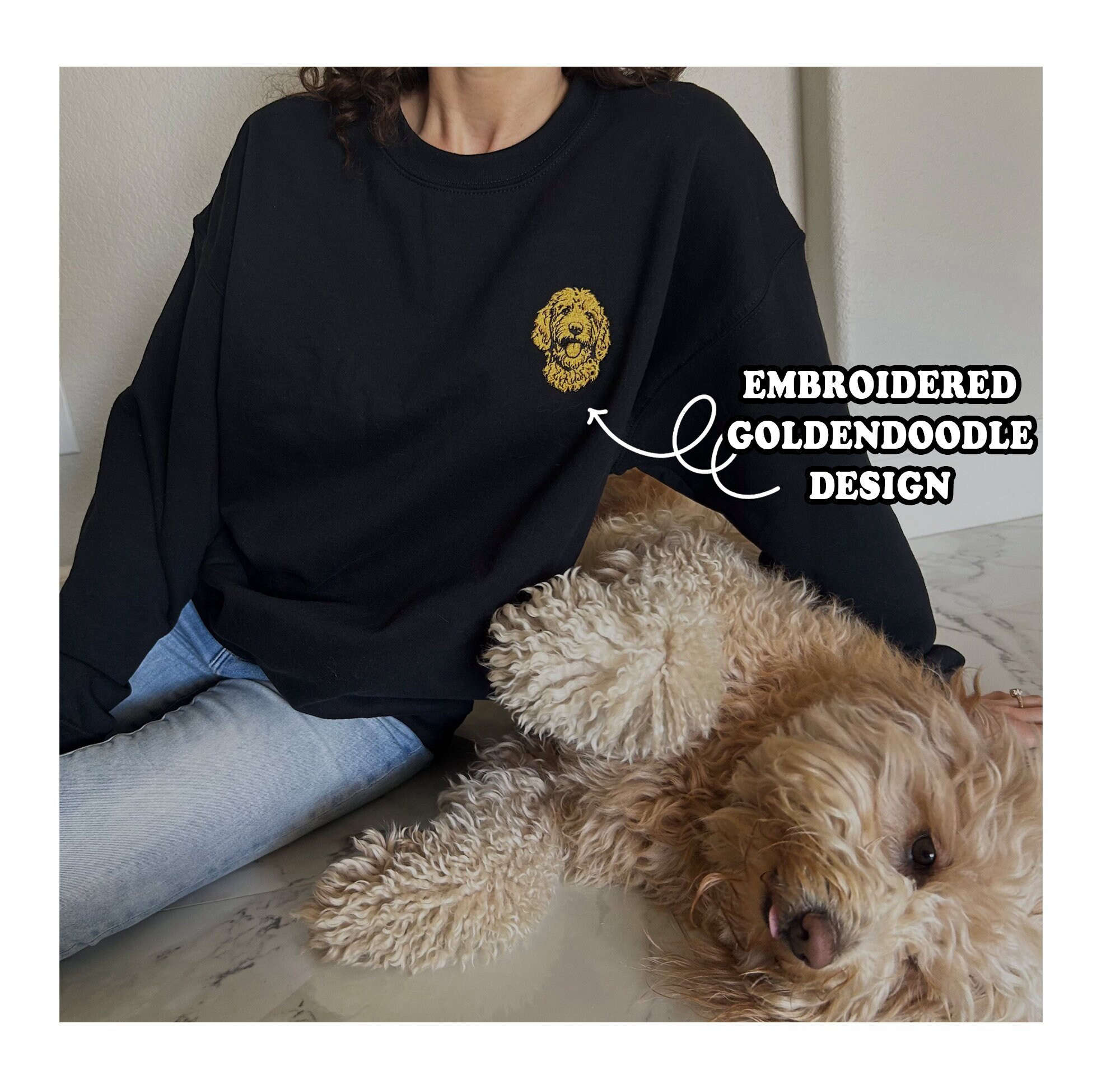 Embroidered Doodle Crewneck Sweatshirt: Perfect Gift for Doodle Dog Lovers & Doodle Mamas Goldendoodle Inspired!