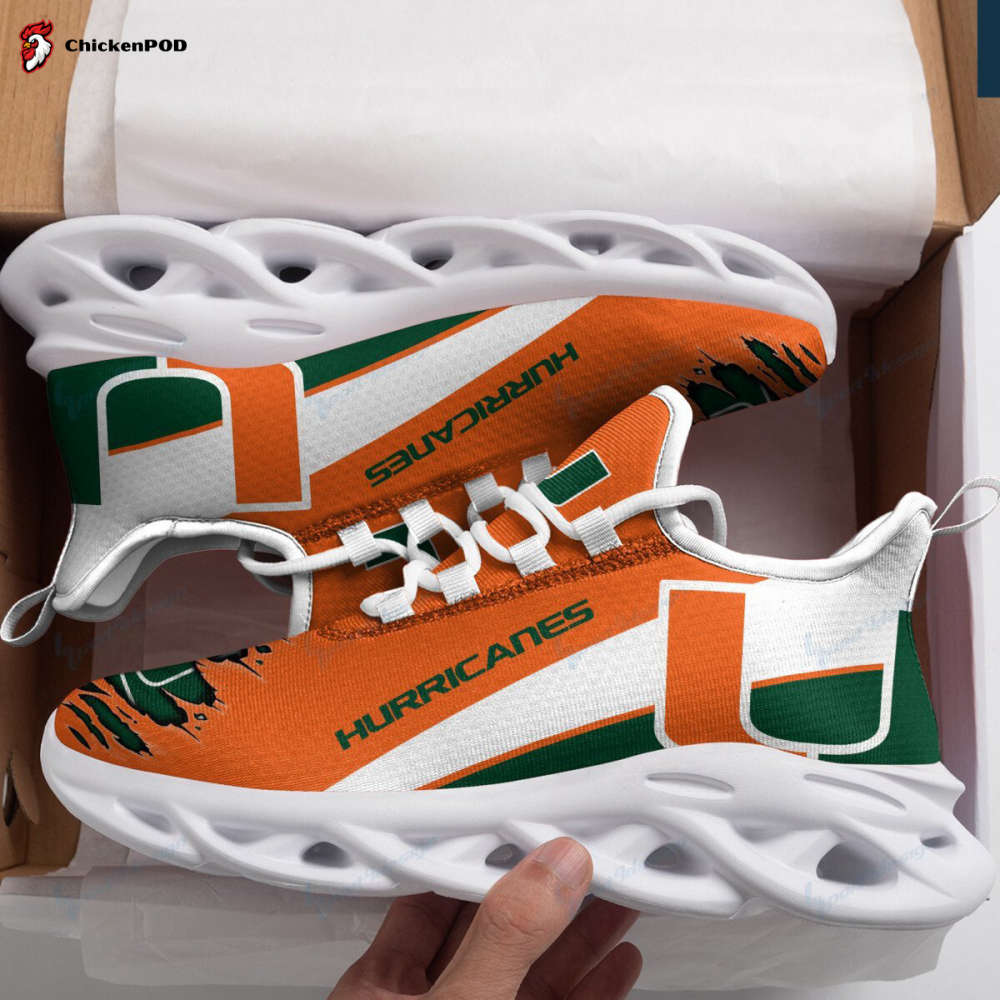 Miami Hurricanes White Max Soul Shoes For Fan Gifts For Fan Gifts CH